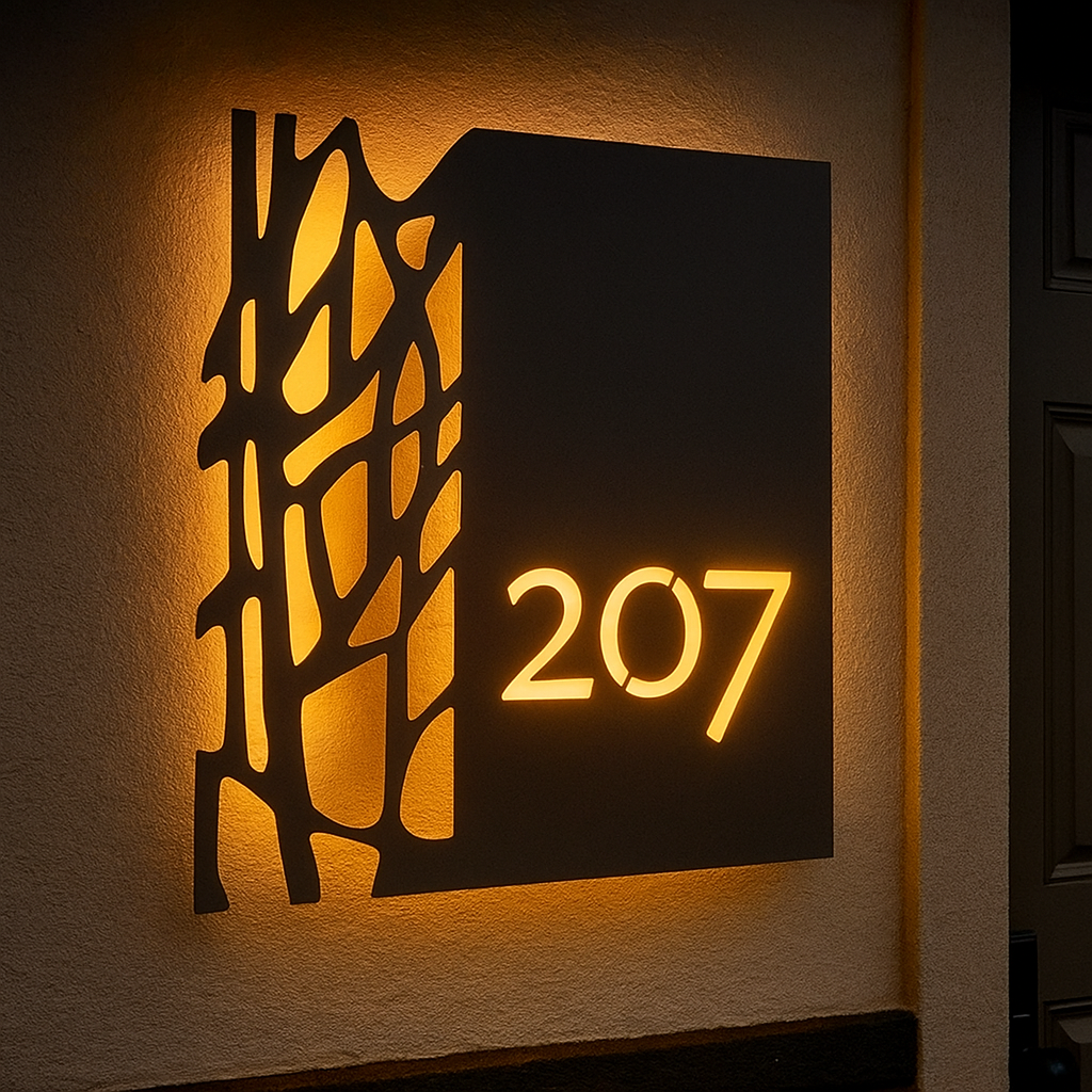 Placa de Numeração Residencial em Aço – Mètallique - Totalmente personalizável - Medidas 30 x 40 cm