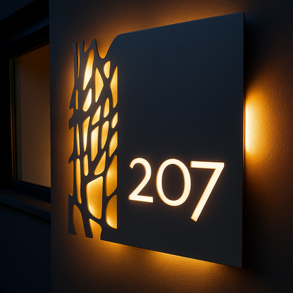 Placa de Numeração Residencial em Aço – Mètallique - Totalmente personalizável - Medidas 30 x 40 cm